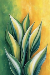 Canvas Print - Vibrant Green and Yellow Foliage A Study of Overlapping Elliptic Leaves in Natural Light