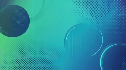 Aufkleber - An abstract grainy gradient background featuring minimalistic geometric shapes in blue and green hues. 