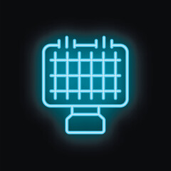 Poster - Blue neon calendar icon glowing in the dark, reminding us of deadlines, appointments, and the passage of time
