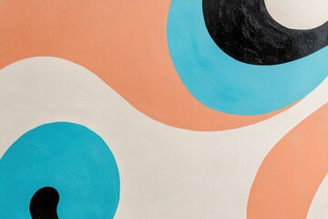 Poster - Swirls of bold colors intertwine on a neutral canvas, blending playful teal and peach tones with striking black elements. The design evokes a nostalgic yet contemporary aesthetic