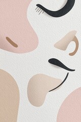 Poster - Elegant line art captures abstract faces and shapes with fine black and white details against a soft beige pastel backdrop, enhancing the artistic feel of the space