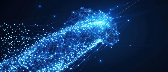 Aufkleber - Blue abstract background featuring a network of interconnected dots and lines in a digital design
