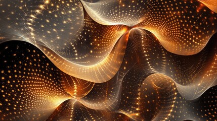 Poster - Abstract background of interconnected nanostructures and glowing particles, leaving room in the center for creative text or design elements.