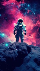 Wall Mural - Astronaut in galaxy astronomy universe outdoors.