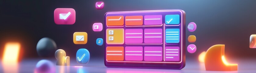 Poster - a vibrant digital interface with colorful app icons and a grid layout, symbolizing modern technology