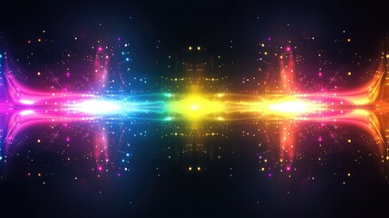 Aufkleber - Abstract futuristic digital world with floating neon particles, holographic energy pulses, and a sleek innovation-driven copy space.