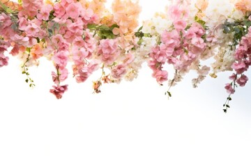 Canvas Print - Pastel hanging flower bushes backgrounds blossom nature.