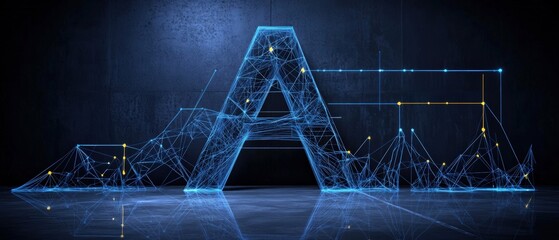 Aufkleber - Abstract letter formed by interconnected lines and dots in a modern design style