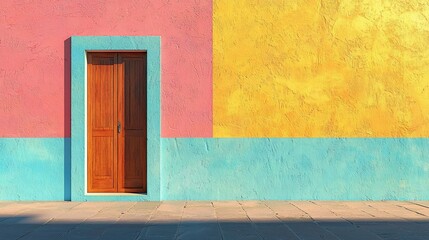 Poster - Colorful Building Exterior With Wooden Door