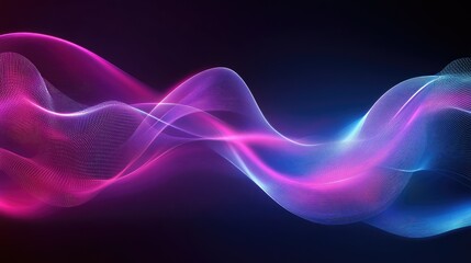 Poster - Futuristic blue and magenta neon energy lines forming a high-tech cyber tunnel with depth and glowing copy space.