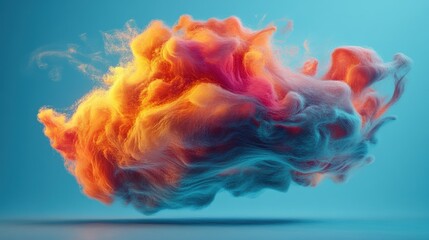 Aufkleber - Colorful cloud of smoke swirling in the air with vibrant hues of blue pink and yellow against a dark background