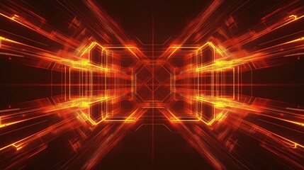 Poster - Glowing quantum circuit board with intricate neon patterns, creating a sleek high-tech cyber background with ample copy space.