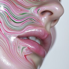 Poster - Artistic expression of abstract thoughts through colorful facial patterns studio contemporary close-up creative concept