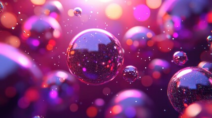 Poster - high-tech cyber background featuring floating d data spheres, neon lights, and digital particles aga