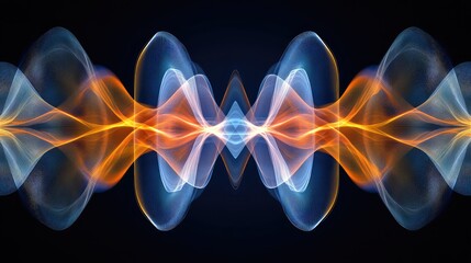 Poster - High-tech digital waveforms blending into a cosmic background, forming an immersive futuristic cyber copy space.