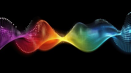 Poster - High-tech digital waveforms blending into a cosmic background, forming an immersive futuristic cyber copy space.