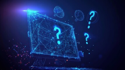 Aufkleber - Computer screen displaying a glowing blue background with abstract patterns and digital elements