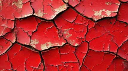 Poster - Old rusted surface with bright red rust oxidation and cracks, offering ample clean space for branding or creative designs.
