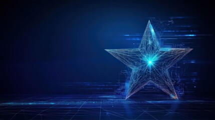 Poster - Star with radiating lines on dark background in a night sky conceptual illustration