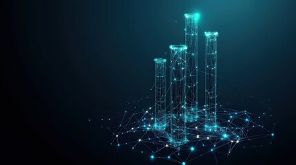 Aufkleber - Futuristic skyscraper design with connected lines and dots highlighting urban architecture technology