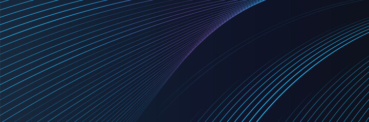 Poster - abstract glowing wave lines on dark blue background. dynamic wave pattern. modern flowing wavy lines