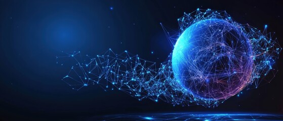 Aufkleber - Abstract network technology background featuring glowing sphere and interconnected network lines