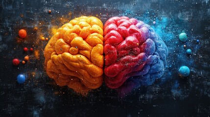 Poster - Multicolored brain illustration with distinct sections representing different functions and concepts