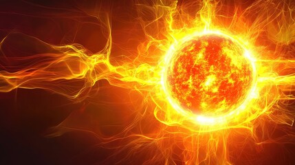 Poster - Surreal sci-fi energy core surrounded by glowing neon plasma waves, creating an intense futuristic background with copy space.