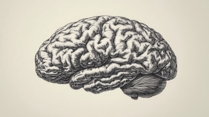 Poster - Illustration of a human brain with detailed anatomical features and labels for educational purposes
