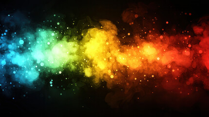 Wall Mural - Abstract Nebula: An ethereal canvas of vibrant hues, like a cosmic nebula swirling with celestial energy. The colors dance in a mesmerizing symphony of reds, yellows, greens, and blues.