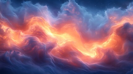 Wall Mural - Fiery cloudscape, cosmic texture, digital art, background, design