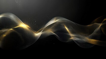 Canvas Print - Golden wave abstract dark background design