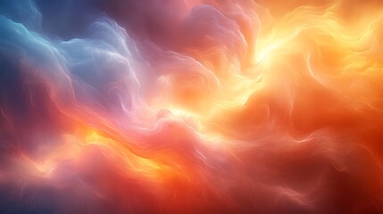 Wall Mural - Abstract swirling cloudscape, fiery orange and cool blue, cosmic background, design element