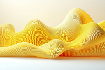 Wall Mural - Abstract yellow landscape; flowing, layered lines form undulating hills.