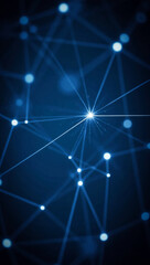 Poster - a dynamic layout featuring a network of interconnected lines and nodes against a dark blue backgroun