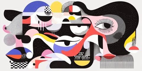 Poster - Abstract art creative studio graphic design contemporary aerial view imagination and visual expression