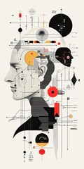 Poster - Abstract portrait of a human mind digital art conceptual creative environment view confusion concept