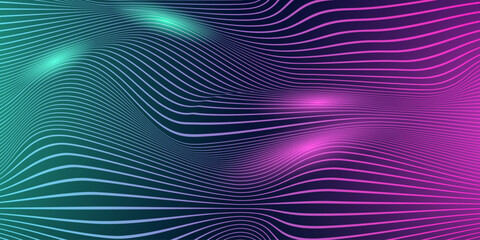 Wall Mural - abstract dynamic line wave on dark blue background. future technology concept. suit for banner, post