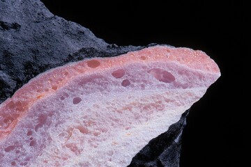 Poster - Intricate pink and white textures natural stone close-up dark background artistic perspective visual exploration