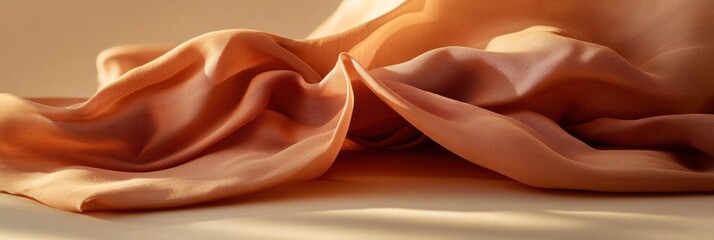 Poster - Subtle Drape of Terracotta Silk Fabric