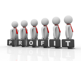 Poster - 3d rendering Profit text balancing successful business man