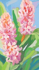 Wall Mural - Hyacinth flowers painting art backgrounds.