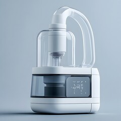 Fototapete - Clean and modern nebulizer machine isolated on a minimalist background showing its utility in respiratory treatments for patients