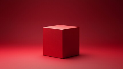 Aufkleber - Red Cube Stands Alone On Red Background