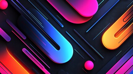 Aufkleber - Abstract Neon Shapes and Lines Design