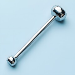 Poster - Clean reflex hammer used in neurological exams isolated on a minimalist background with its rubber head and metallic handle gleaming under soft light