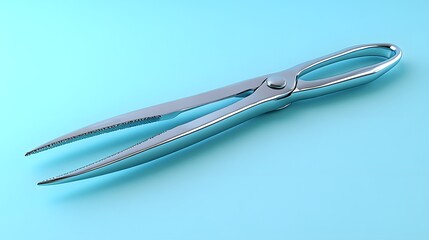 Poster - clean sterile forceps tool isolated on a minimalist background ready for precision use in surgical p