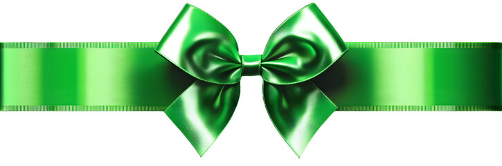 Wall Mural - green gift ribbon and bow isolated on transparent background, st parick day holiday celebration, png
