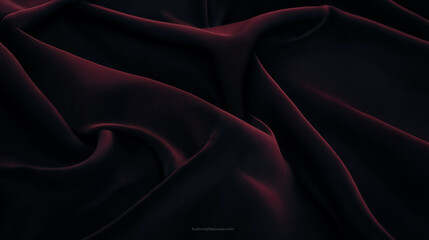Poster - Elegant black silk fabric with subtle folds and reflective sheen. Luxurious textile with soft lighting and delicate shadows, creating depth and sophistication. Perfect for backgrounds, fashion, and de