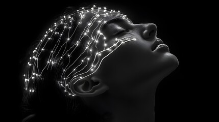 Poster - Compact EEG machine isolated on a minimalist background ready to monitor electrical activity in the brain for diagnostic purposes